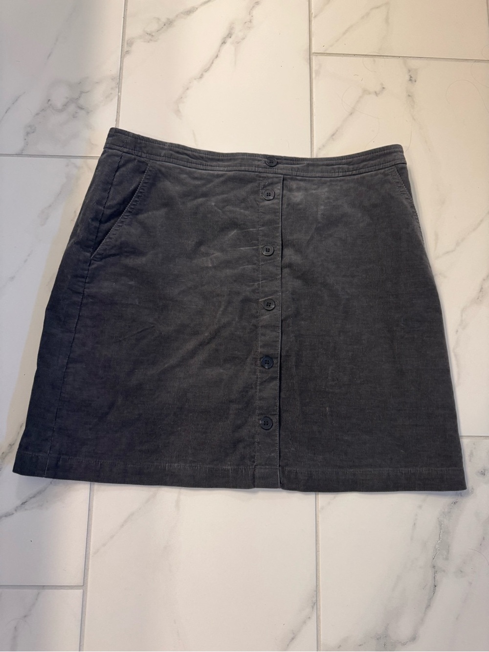 J. Crew Classic Button-Front Black Corduroy Skirt